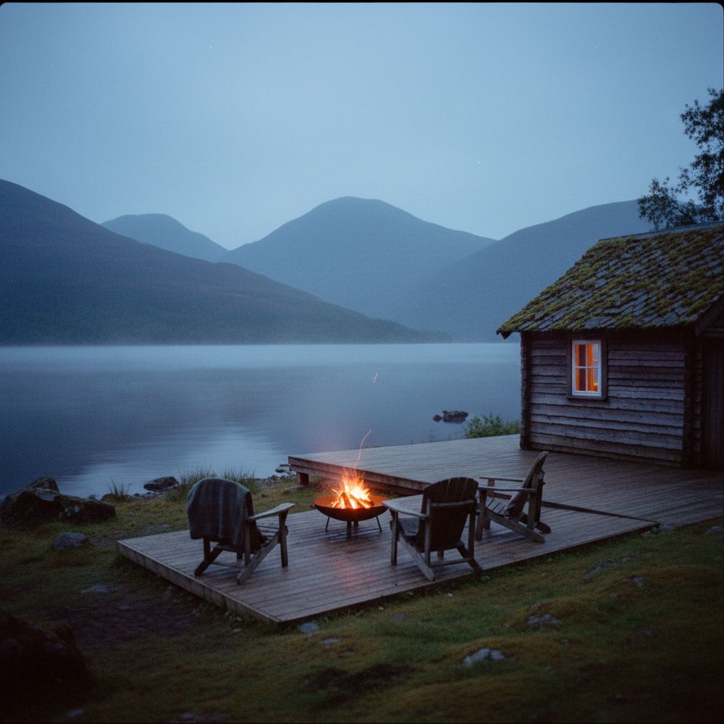 Scotland landscape at dusk — lochs, glens and big skies — home of hand-picked fire pit lodges