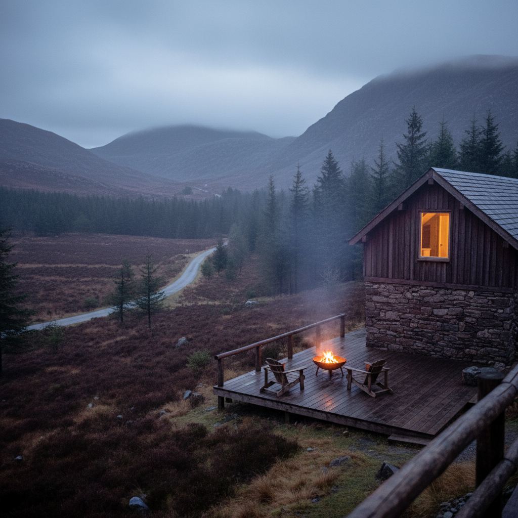 Snowdonia landscape at dusk — Wales’ highest peaks — home of hand-picked fire pit lodges