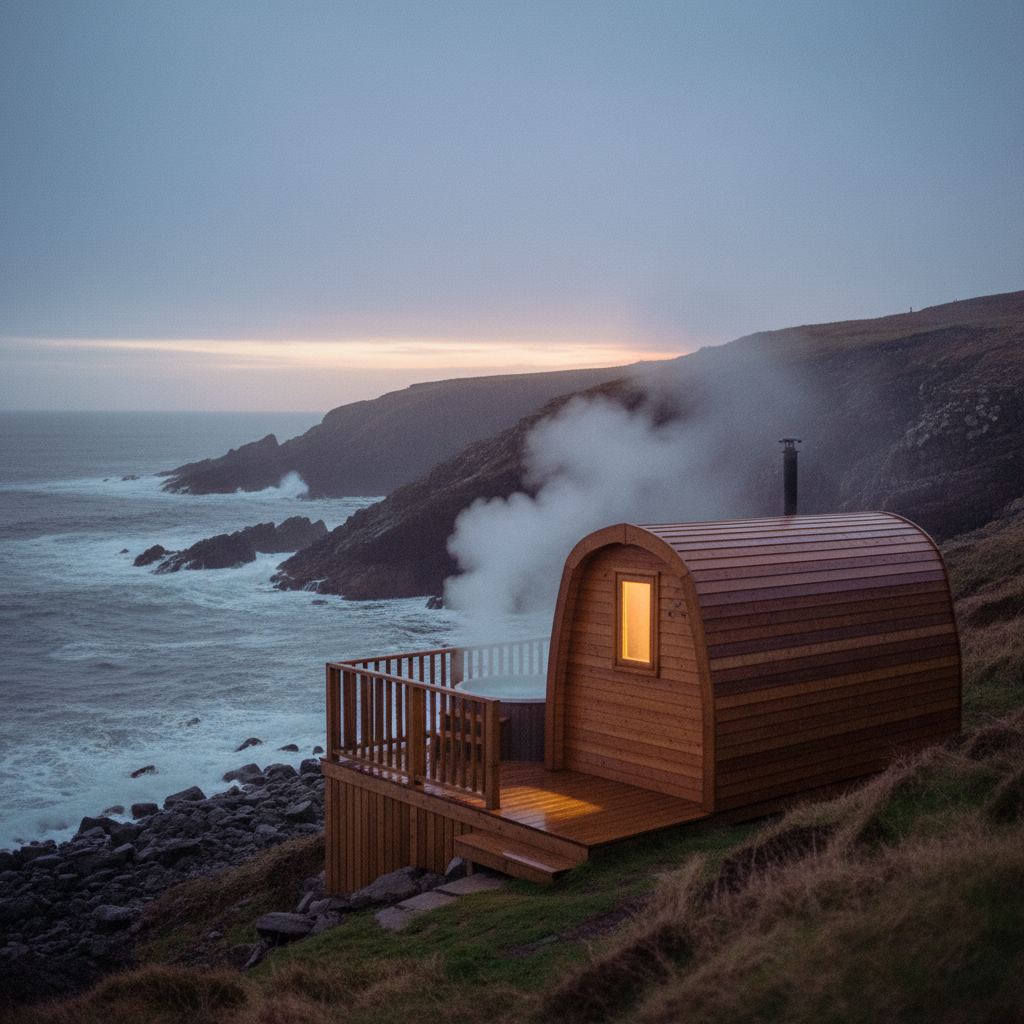 Northern Ireland landscape at dusk — the Causeway Coast, loughs and glens — home of hand-picked glamping pods
