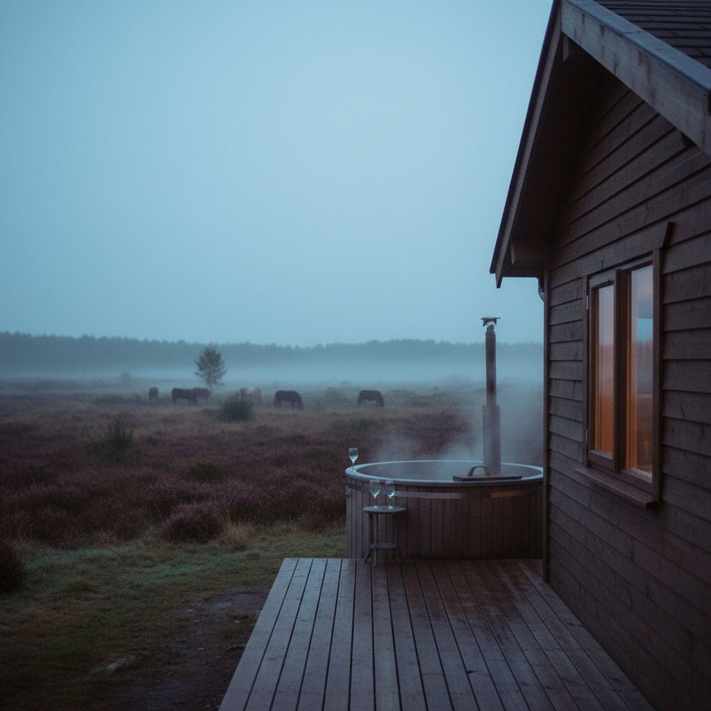 The New Forest landscape at dusk — ponies, heath and woodland — home of hand-picked romantic getaways